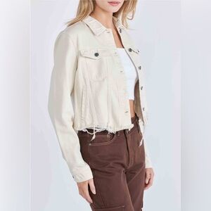 Sundance Hidden Frayed Collared Denim Jacket 100% cotton